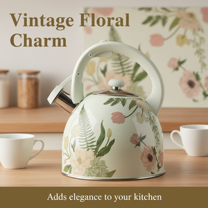 Оптовая продажа с завода: Чайник-свисток 3 л, винтажный дизайн с цветочным узором, из нержавеющей стали, для всех типов плит - Product Image 2