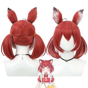 Accesorio de Disfraz de Halloween, Peluca de Cosplay de VTuber Karubi <span class=keywords><strong>Akami</strong></span> con Orejas, IDOL-018 - Product Image 1