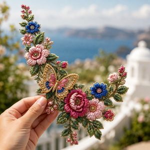 CHANZET Toppe Ricamate Termoadesive 3D a Forma di Fiore e Farfalla, 4 Pezzi, Blu/Rosa, Applicazioni Floreali Decorative per Cappelli e Lavori Artigianali Fai-<span class=keywords><strong>da</strong></span>-Te - Product Image 2