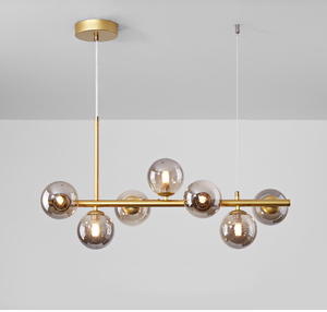 Lustre suspendu en verre nordique moderne, plusieurs têtes, plafonnier gris fumé pour salle à manger - Product Image 3