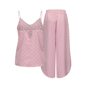 Pigiama di moda estiva di colore rosa pigiama Slip Slip Top con spacco laterale lungo pigiama Set pigiama - Product Image 2