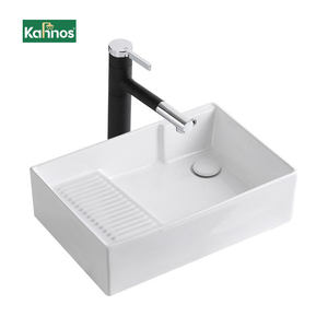 Lavabo Ovalado Moderno de Cerámica para Baño con Desagüe, para Uso Escolar y Doméstico - Product Image 1