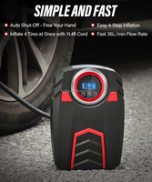150PSI 12V DC 19mm Cylinder Air Compressor Air Pump with Digital Gauge LED Light Tire Pressure Monitor Portable Tire Inflator
