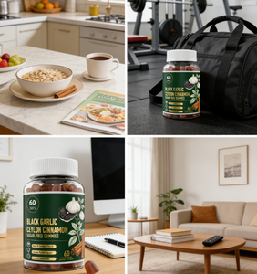 Gommes sans sucre à l'<span class=keywords><strong>ail</strong></span> <span class=keywords><strong>noir</strong></span> et à la cannelle de Ceylan |   60 Comprimés Végétaliens |   Complément alimentaire pour soutenir la santé cardiaque et immunitaire - Product Image 4