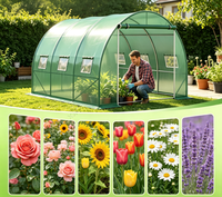 Serre tunnel autoportante avec bâche en PE, porte enroulable et fenêtres d'aération pour la culture de plantes en jardin