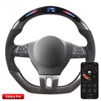 Volant de direction en fibre de carbone véritable avec commande par application LED, vitesse et régime, pour Volkswagen CC, style sport