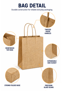 Wholesale <b>Biodegradable</b> Custom Sac Papier Kraft Food Packaging Die Cut Take Out Shopping Gift Black Kraft <b>Paper</b> Bags With Handle - Product Image 4