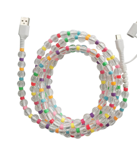 Cargadores de teléfono con cuentas 2 en 1 creativos DIY, Cable multicolor transparente Pastel perla con cuentas, Cable USB de datos, blindaje trenzado de 12 meses - Product Image 6