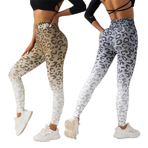 2024 Unique cravate teinture hanche ascenseur sans couture taille haute pêche hanche Yoga pantalon Gym Fitness pour les femmes Sexy imprimé léopard Leggings - Product Image 1