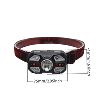Lampe frontale LED super lumineuse pour adultes, rechargeable, IP44, faisceau réglable, détecteur de mouvement, pour casque, chasse, camping en extérieur