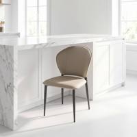 Chaise de salle à manger en cuir PU lisse de luxe avec pieds en métal, chaises d'hôtel de luxe léger