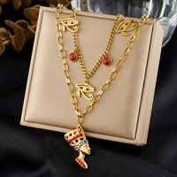 Collar de la Reina Egipcia Nefertiti Chapado en Oro de 18K, Acero Inoxidable, Resistente al Agua y al Deslustre, con Dijes de Ojo de Horus