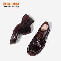 Chaussures Derby en cuir de cheval à lacets et bout rond pour hommes, fabriquées à la main en Italie par Goodyear, style rétro vieilli, pour le bureau et les occasions décontractées estivales.