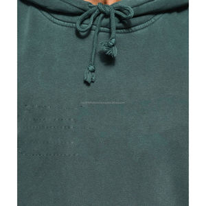 Sudadera con capucha de lana de algodón de alta calidad con bolsillos de técnicas bordadas con estampado Digital verde personalizado para el verano - Product Image 4