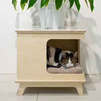 Maison de luxe en bois massif pour animaux de compagnie et meubles moderne Floral chat escalade support bouton fermeture chien maison-vente en gros et au détail
