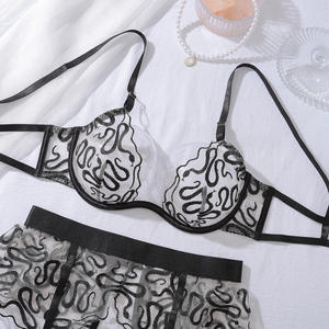 Nuevo Conjunto de Lencería Exótica 2025 con Bordado de Serpiente, Transpirable, de Encaje Transparente, Control Medio, Sujetador Seductor, Liguero y Medias, 5 Piezas - Product Image 5