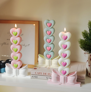 شمعة معطرة يدوية الصنع من شمع الصويا طويلة الساق متعددة الطبقات على شكل قلب لهدايا عيد الحب وأعياد الميلاد وديكور المنزل الرومانسي وحفلات الزفاف - Product Image 1