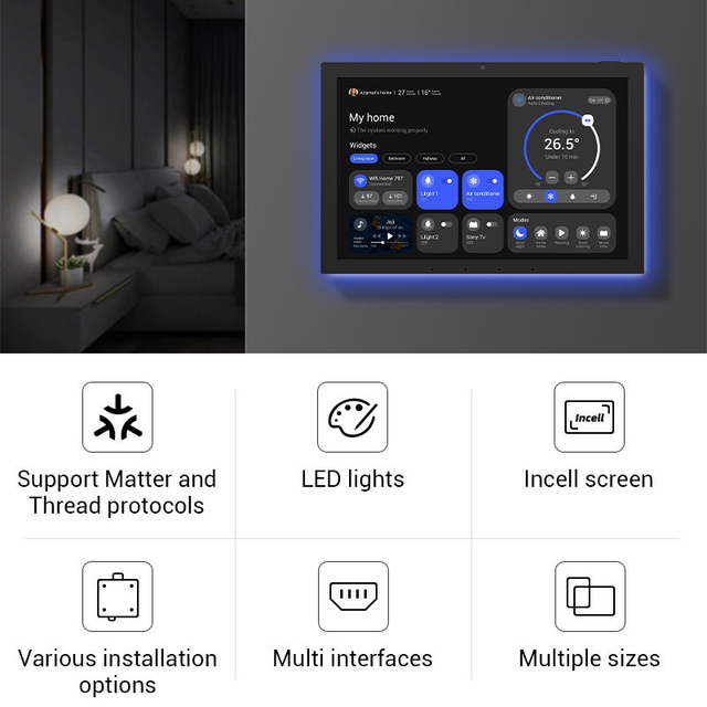 10.1 Inch Wall Mount Smart Home Matter Thread Wifi Android POE Automation Device Products Control Light Lock Outlet Tablet Panel