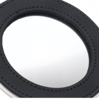 Miroir compact rond en PU imprimé par sublimation personnalisé, léger et portable, idéal pour les sacs à main, les cadeaux promotionnels et les retouches.