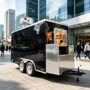 Remolque de Comida Móvil Eléctrico Negro Personalizado con Plancha de Gas Comercial de Alta Resistencia en Marina Bay, Singapur - Product Image 1