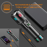 Lampe de poche laser blanche pour alliage d'aluminium Zoom télescopique Étanche Lumière haute intensité Affichage numérique Urgence extérieure