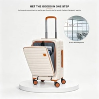 Ensemble de bagages à roulettes 3 pièces légers à ouverture frontale en polycarbonate rigide extensible avec 4 roues, serrure TSA hybride, port USB et porte-gobelet