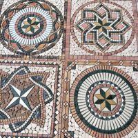 Mosaïque carrée en marbre naturel, motif géométrique étoilé, panneau de mosaïque en pierre concassée pour la décoration des sols et des murs