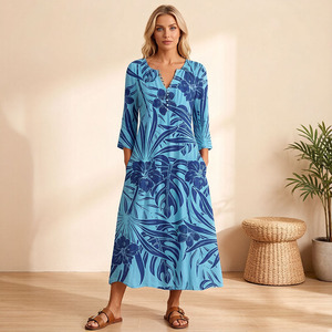 Abiti da Sera Personalizzati OEM per Donne, Eleganti Gonne Estive Femminili con Stampe Tribali Polinesiane e Samoane - Product Image 2