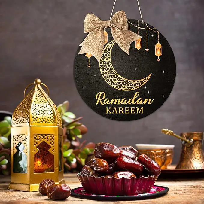 Hot fasting moon hanging wooden hangings house tag party living room wall decoration hangings decoration Ramadan wall decoration