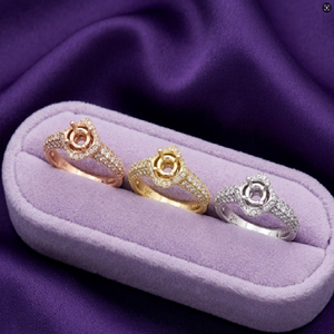 Solid 18k White Gold Pass Diamond Tester <b>Split</b> Shank Halo Semi Mount Engagement <b>Ring</b> Gh Color Top Si1 Wholesale Fine Jewelry - Product Image 4
