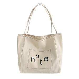 Directo de fábrica Vendedor superior Logotipo propio personalizado Bolsa de compras de algodón completo Gran capacidad Lona reutilizable Carta de cierre de hombro - Product Image 2