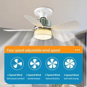 Ventiladores de techo LED modernos, pequeño Control remoto eléctrico, atenuación, Bombilla portátil E27, enchufe de baño, luz de ventilador con Control remoto - Product Image 5