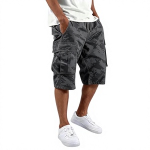 OEM Regular Men Cargo <b>Shorts</b> Pockets Summer Outdoor Travel Wear <b>Stretch</b> Mid Waist Camo Drawstring Wide Leg Canvas Fabric 220g - Product Image 5