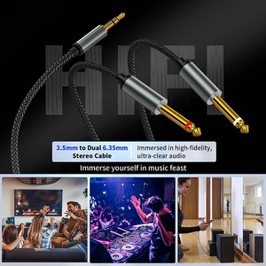 <span class=keywords><strong>Cable</strong></span> de Audio Estéreo <span class=keywords><strong>con</strong></span> Conector TRS Macho de 3.5 mm a <span class=keywords><strong>Doble</strong></span> Conector TS Mono Macho de 6.35 mm, Divisor en Y, Revestimiento de PVC para Altavoces y Micrófonos - Product Image 3