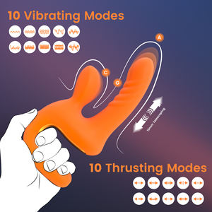 Lüks USB şarj edilebilir turuncu silikon su geçirmez IPx6 yapay penis kadın tavşan vibratör değnek G Spot emme klitoral stimülatör CE - Product Image 2