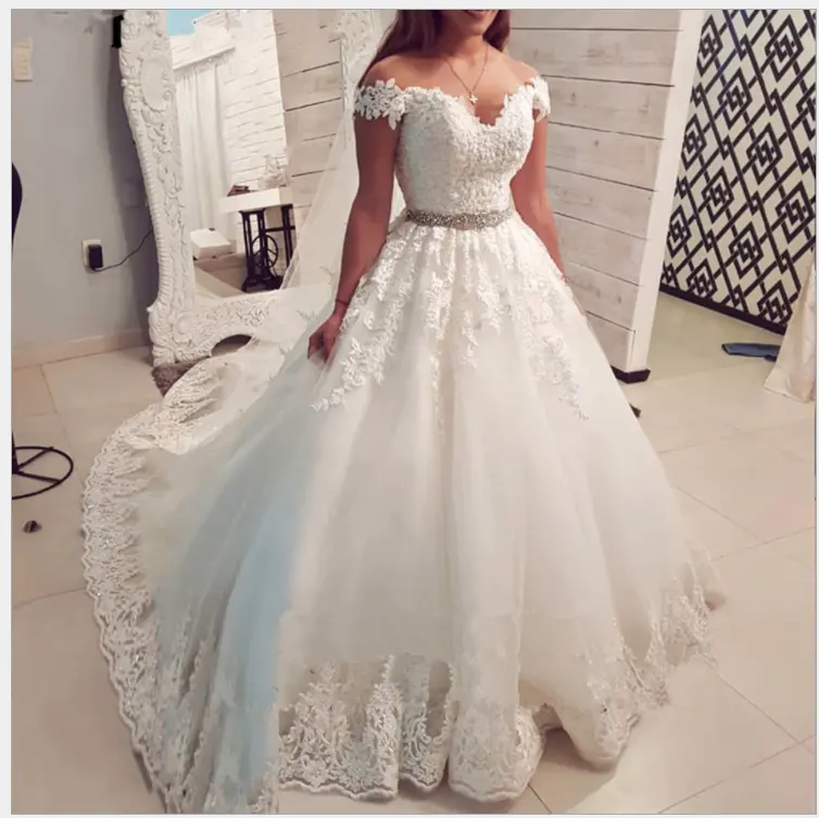 Sexy V Neck Fashion Vestido De Noiva Bridal Tulle Mariage Women White Wedding Dress