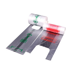 ถุงพลาสติกใสแบบเสื้อยืดสำหรับร้านอาหาร พิมพ์ลายตามสั่ง ขายส่ง - Product Image 3