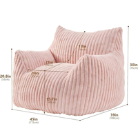 Fauteuil pouf moderne en velours côtelé, rembourré en mousse, fauteuil simple compressé, chaise longue paresseuse pour salon
