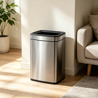 HONGDEC Double Layer square Open Top Waste Bin Liner Retaining Ring Waterproof Fingerprint Proof Hidden Trash Can