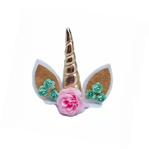 <span class=keywords><strong>Décoration</strong></span> de <span class=keywords><strong>gâteau</strong></span> d'anniversaire en tissu multicolore sur le thème de la <span class=keywords><strong>licorne</strong></span> avec accessoire de <span class=keywords><strong>décoration</strong></span> de dessert et drapeau de présentation - Product Image 3