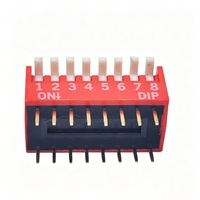 Commutateur DIP 8 positions 2,54 mm, type vertical rouge SPST, modèle traversant DP-8 pour mini-IPC industriel et passerelle IA Edge