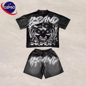 QZFSO haute qualité imprimé poids lourd en détresse T-shirt graphique T-shirt personnalisé lavé à l'acide recadrée Boxy Vintage t-shirts pour hommes - Product Image 1