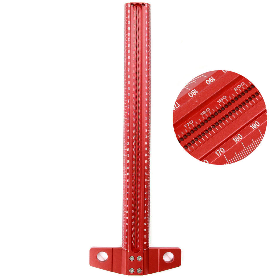 AKNgoes Woodworking T-Square Ruler – 36 Inch Aluminum Alloy With Support Lips, Laser-Engraved Scales, And Pencil Holes For Precise Layouts