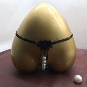 Tanga de perlas para mujer Ding Zhi Mei, accesorio íntimo sexy en blanco y negro para parejas - Product Image 4
