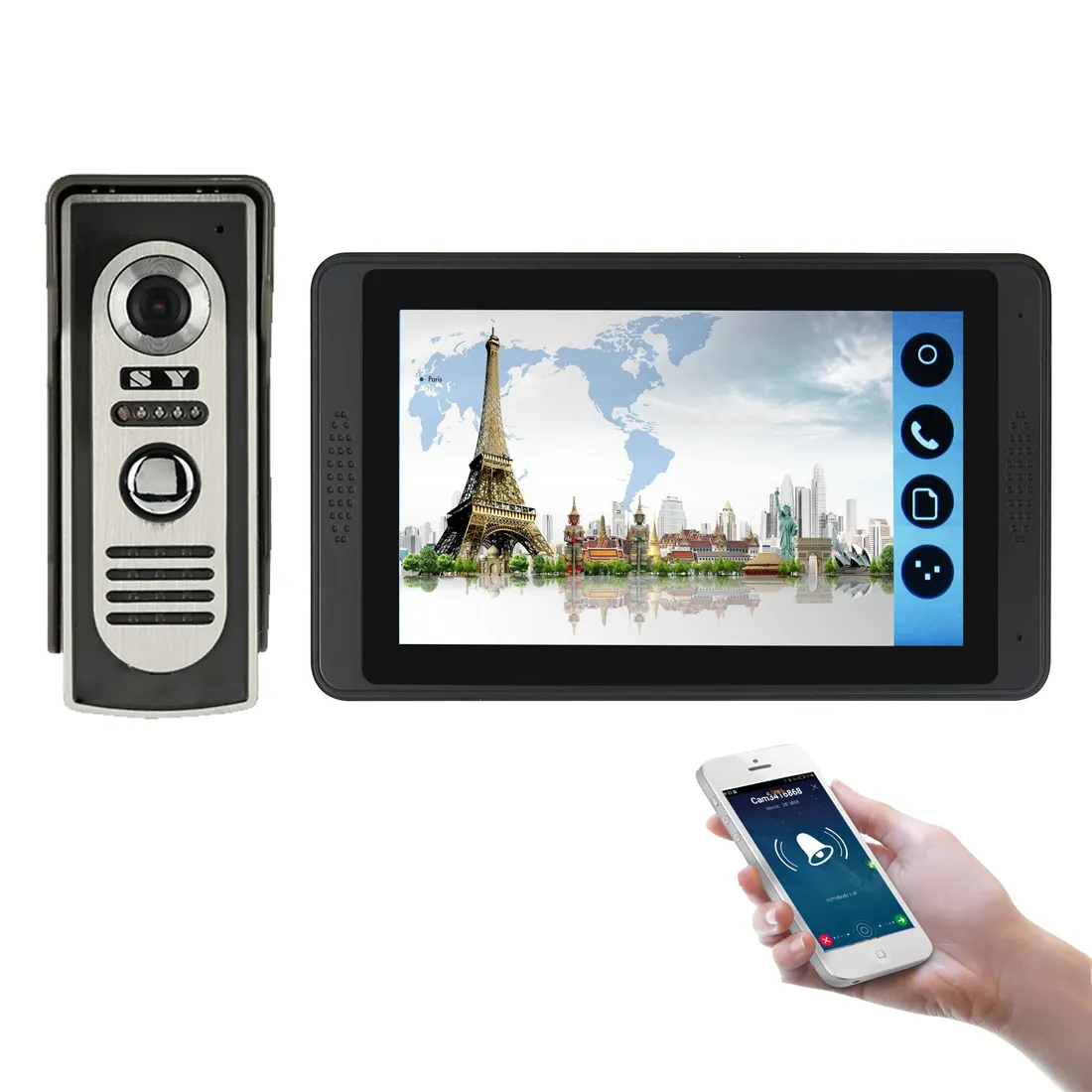 IP66 Chống Thấm Nước 7Inch Màu TFT LCD Màn Hình Chuông Cửa Thông Minh Với Điện Thoại App Video Chuông Cửa Không Dây Wifi Kit