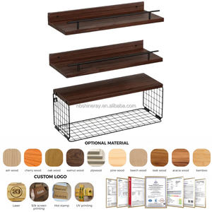 Estante Flotante de 4 Niveles en Forma de L, Moderno, Negro, con Barandilla, Canasta de Acero y Madera, Multifuncional, para <span class=keywords><strong>Baño</strong></span>, Almacenamiento en Pared - Product Image 2