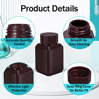 Bouteille carrée en PEHD à col étroit de 20 ml à 500 ml pour liquides chimiques, impression sérigraphique, logo personnalisé, flacon d'échantillon de laboratoire