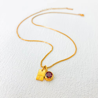 EManco Collar de Acero Inoxidable con Letra Cuadrada Personalizada y Piedra de Nacimiento, Chapado en PVD de 14K, Collar con Letra DIY, Dropshipping