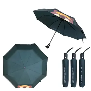 Op Maat Gemaakte Logo Print 3 Opvouwbare Paraplu Winddicht Auto Open Compacte Draagbare Paraplu