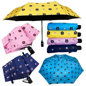 Guarda-chuva portátil uv com estampa, desenho uv, flor, urso, frutas, patinhas, vendas quentes